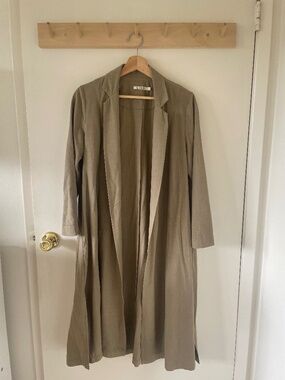 ALI GOLDEN Notch Jacket Duster in Khaki Small